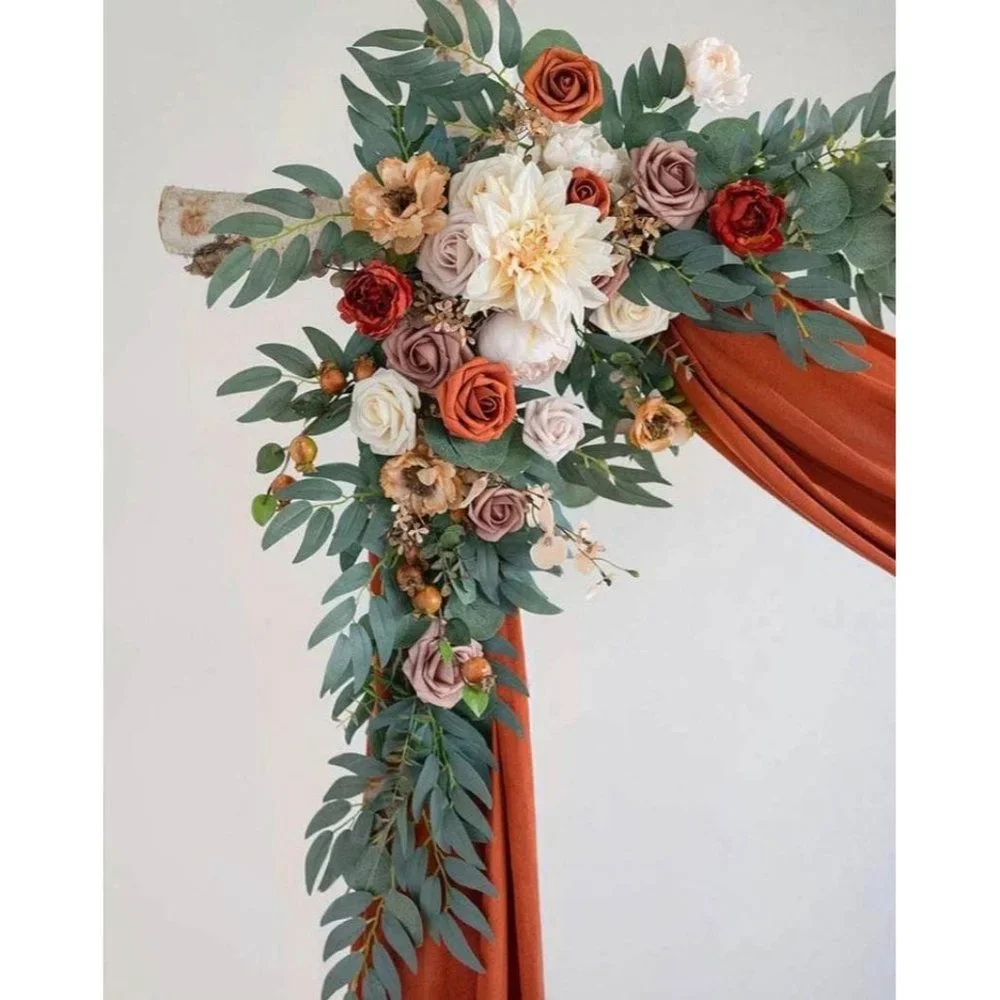 25 Count Burnt Orange & Warm Taupe Roses Wedding Bouquet Flowers Centerpiece